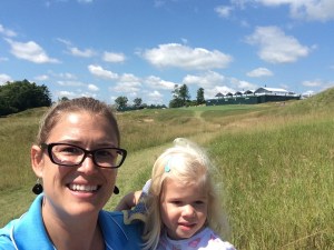 Here I am with my daughter. I am wearing a black pair of the earrings.